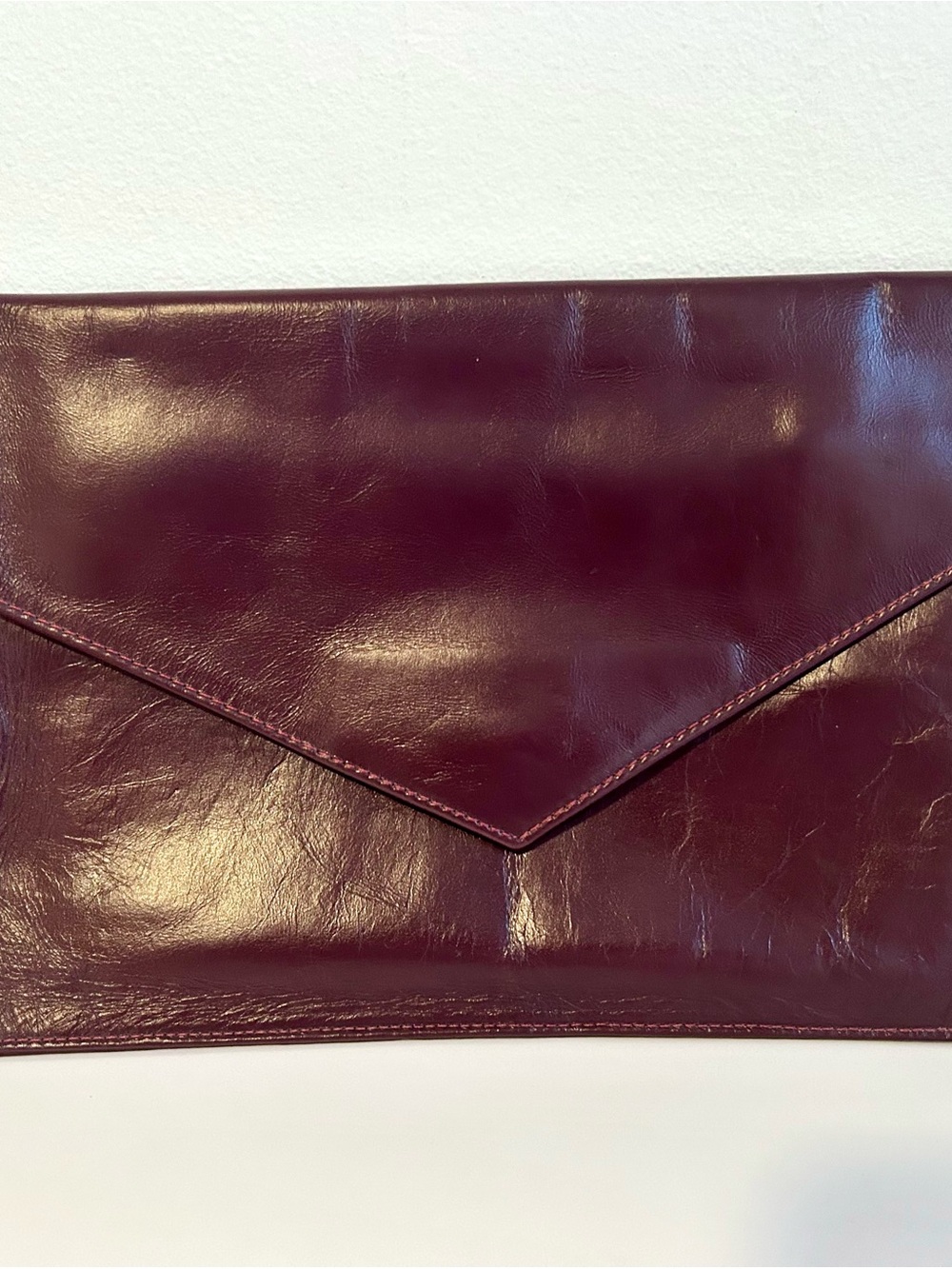 Envelope Leather Clutch in Deep Burgundy